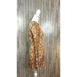 Free People Annabelle Tunic XS Rust Paisley Mock Neck Long Sleeve Peplum Hem Photo 5