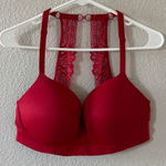 Victoria's Secret Incredible Padded Red Lace Halter No Wire Bra size 36DD Photo 0