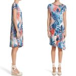 FUZZI Dress 100%Viscose Zaffiro Leaf Italian Designer Luxury Asymmetrical Small Photo 9