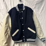 Rennoc Letterman Jacket Vintage Blue And White NEW Med Photo 1