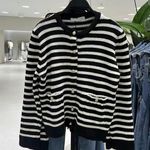 ZARA button up sweater cardigan knitted stripped golden button Photo 1
