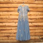 Mac Duggal  5717 Womens Blue Embellished Butterfly Sleeve High Neck Gown Photo 5