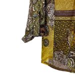 Ava & Grace Patchwork Paisley Collared Button Shirt Women Size S Yellow Brown Photo 2