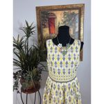 Max Studio Dress Women's Medium Yellow Gray Sleeveless Fit and Flare Lace Photo 1