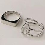 1 Pair 925 Sterling Silver Rings Set Photo 0