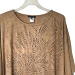 Alberto Makali  faux leather laser cut out pattern brown poncho M Photo 3