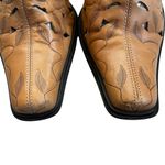 MIA Vicki Laser Cut Leaf Pattern Slip-On Leather Mules Tan Photo 5