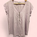 EXPRESS Cute  lilac zip front v-neck cap sleeve flowy boho blouse Photo 0