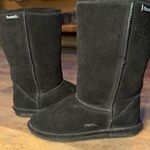 BEARPAW  Emma Tall Classic Black Boots Suede Fur Lined Size 8 Photo 0
