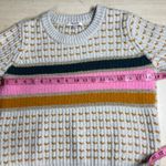Madewell Fair Isle Stripe Sweater XS Light Gray Pink Gold Green Cozy Knit Photo 5