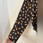 Anthropologie Mine Black Stroke Print Satin Top size L Photo 3