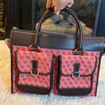 Dooney & Bourke Vintage  DB Monogram Purse Bag Top Handle Pink Red Leather Trim Photo 0