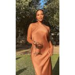 Show Me Your Mumu  Jasmine Halter Maxi Dress in Copper Luxe Satin L NWT Photo 2