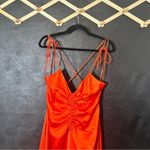 Jason Wu Jason‎ Wu Orange/Red Satin Feel Midi Dress Size Large Photo 2
