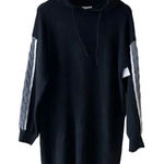 StitchDrop Fuzzy Black Grey Cozy Oversized Hooded Sweater Dress Sleeves Sz XL Black Photo 0