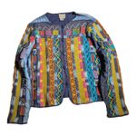 Vtg 1990s Coldwater Creek Collarless Tie Dye Denim Beaded Embroidered Jacket XL Blue Photo 0