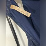 Papaya Payapa Navy Shimmery Sleeveless Lace Neck Tie Mini Dress Size‎ Medium Photo 5