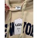 NWT New York Unisex Small Fleece Lined Cotton Blend NY Sweatshirt Hoodie Sand Tan Photo 3