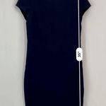 ZARA Basic Women’s Cap Sleeve Classic Pencil Dress Navy Blue Size Large Photo 5