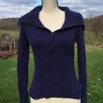 American Eagle Outfitters Dark Blue Ribbed Sweater Medium Long Sleeve Cotton M Photo 6