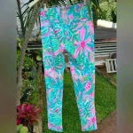 Lilly Pulitzer Luxletec Pants Floral Resort Beach Gold Hot Pink Green Sri Lanka Photo 2