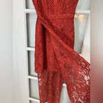 BCBGMAXAZRIA Tandoori Rust Spice Long Panel Floral Lace Midi Dress Size 4 Small Photo 6