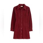 J.Crew NWT Madewell Corduroy Long Sleeve Seamed Mini Shirt Dress Cabernet Size 00 Photo 2