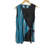 Diane Von Furstenberg Diane Von‎ Furstenberg Blue Sleeveless Faux Wrap Blouse Size S Photo 1