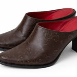 Women's Donald Pliner Western Mules 7.5 Embossed Slip On Shoes Brown Photo 0