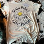 Messy Bun Just Chillin  T-shirt.  Says GOOD VIBES ALL DAY EVERYDAY in Size S Photo 0