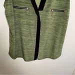 Ava James  Sleeveless Split Neck Blouse Green Marled Photo 4