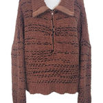 Saltwater Luxe Brown Oversized Sweater Size Large Brown Half-Zip Pullover Photo 0