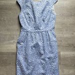 Cynthia Steffe Jasmine Jacquard Blue And White Dress Size 6 Cap Sleeves Retro Photo 2