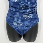 Garnet Hill  Floral One Piece One Shoulder Swimsuit‎ Blue Ruched Sides Size 6 Photo 2