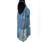 Cacique NEW Steel Blue All Over Sheer Lace Caged Babydoll Lingerie Slip Dress Photo 3