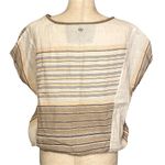 prAna  Mistico Striped Short Sleeve Blouse‎ Gray Peach Tan Cream Small W11190711 Photo 3