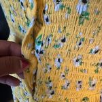 ASOS DESIGN waist button front tiered mini yellow floral print dress Photo 4