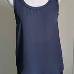 Philosophy Oversized Chiffon Deep Navy Blue Tank Blouse with Raw Hemline Photo 0