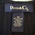 Denim & Co  Women Black Ribbed Knitted Long Sleeve Zipper Hooded Sweater Jacket Photo 4