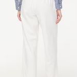 J.Crew Linen Blend Slim Wide Leg Drawstring Pant Pockets Relaxed White US 20 NWT Photo 1