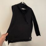 Lou & grey ANN TAYLOR LOFT Solid Black Drawstring Cowl Neck Pullover Sweatshirt Photo 8