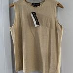 Ellen Tracy NWT Linda Allard Sleeveless Gold Metallic Pullover Sweater Large Photo 0