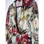 Topshop Green Pink Tropical Floral Satin V-Neck Long Sleeve Romper Size 10 Large Photo 6