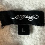 Ed Hardy Retro Y2K Mary Crop Hoodie Size Large Grey Spell Out Full Zip Photo 9