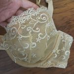 PINK - Victoria's Secret Victoria's Secret Gold Lace Embroidered Gold Holiday Unlined Demi Bra Size 36C Photo 1