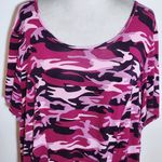 Ashley Stewart Purple and Pink Camo Tee Size 18/20 Colorful Camo Top Photo 2