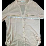 Calvin Klein Zip Pocket Utility Blouse Top Blush Pink Work Business Size Large Photo 7
