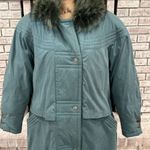 Vintage Utex Women's Snap Front Quilted Down‎ Fur Trim Long Coat Jacket Green 10 Photo 16