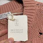 Brunello Cucinelli NWT  Crewneck Open Cable Knit Chunky Sweater in Pink - Size XL Photo 3
