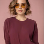 Talbots Women's Burgundy Long Sleeve Crew Neck Sweater Blouse Size Medium Casual Photo 0